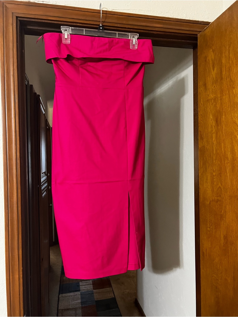 Express Hot Pink Off-Shoulder Pencil Skirt
